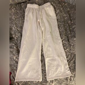 Cream wide leg sweatpants